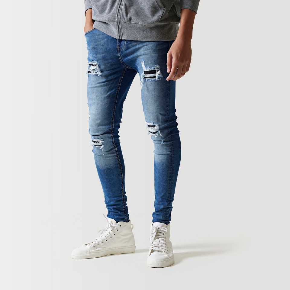 11 Degrees Sustainable Distressed Skinny Jeans - Mid Wash | 11 Degrees
