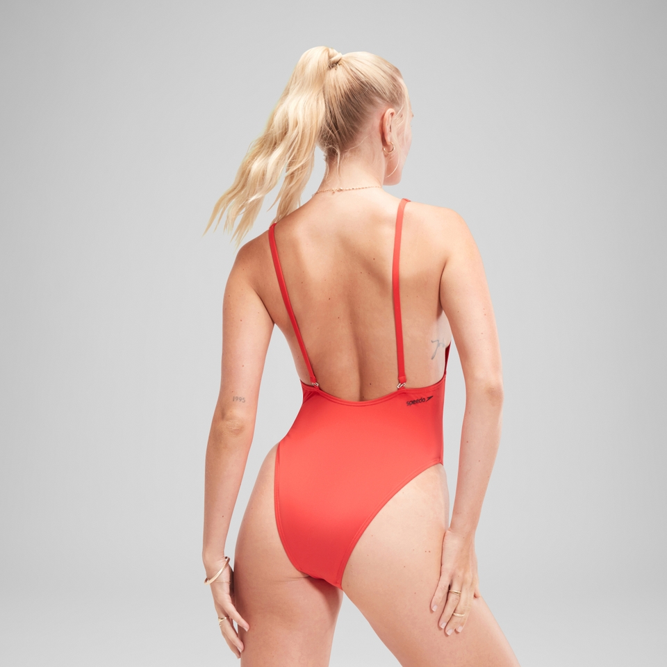 Monopièce convertible FLU3NTE couleur unie pour femmes, rouge