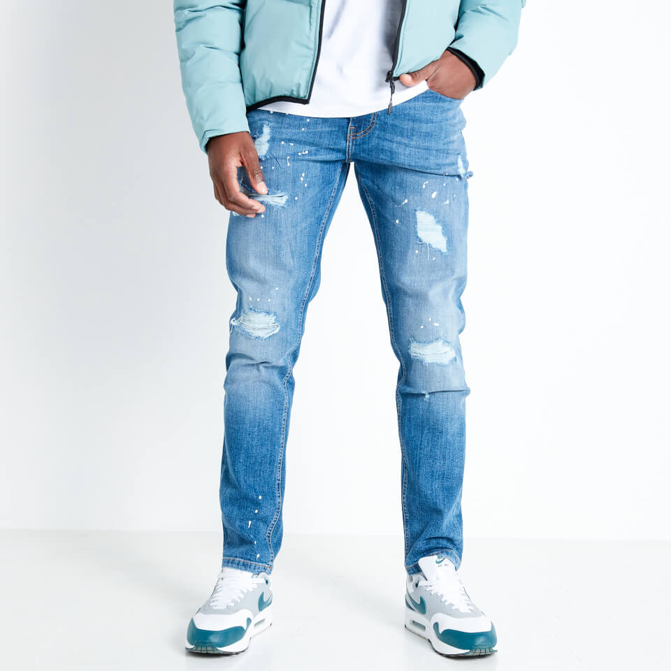 Sustainable Distressed Slim Tapered Jeans | 11 Degrees