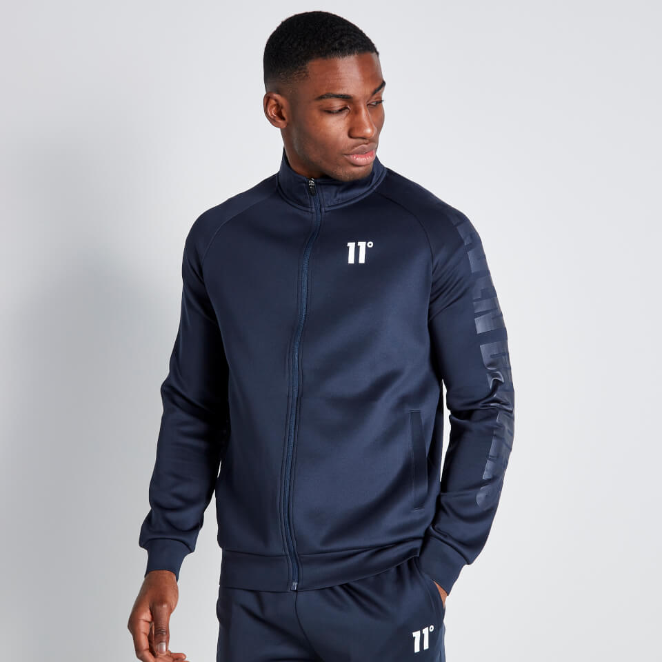 11 Degrees Embossed Print Track Top - Navy | 11 Degrees