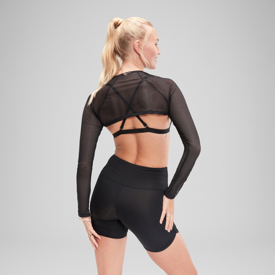 Women's Flu3nte Long Sleeve Crop Top Black