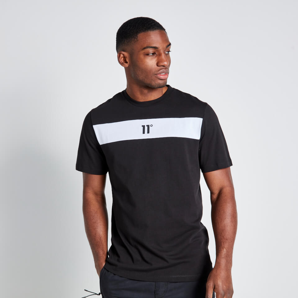 Cut And Sew Panelled T-Shirt - Black / White | 11 Degrees