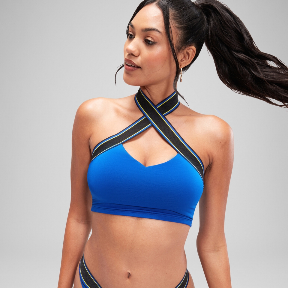 FLU3NTE Halter Crop Top Blue