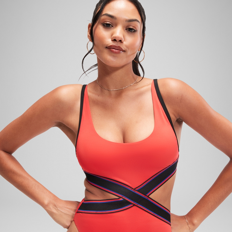 FLU3NTE Convertible Cut Out Swimsuit Red