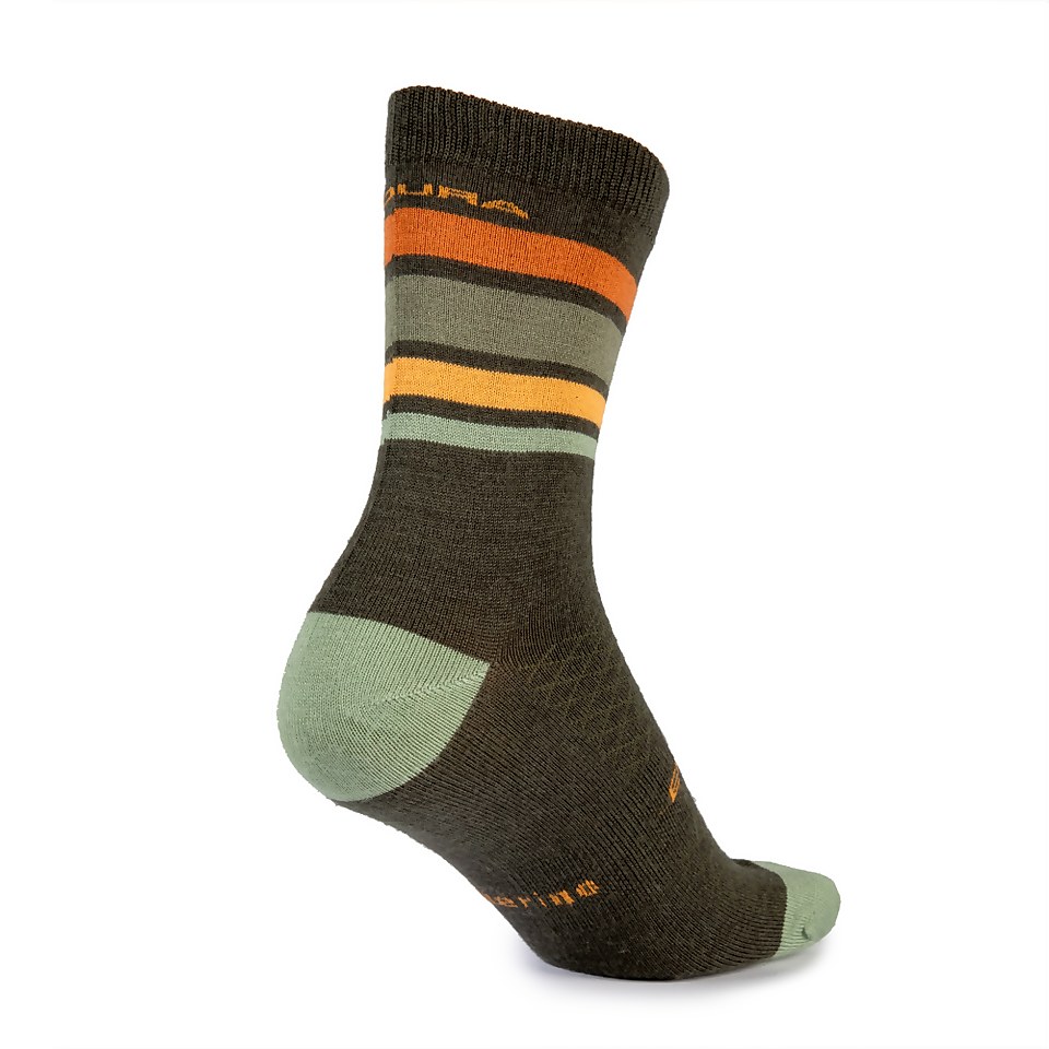 Men's BaaBaa Merino Stripe Sock - Olive Green