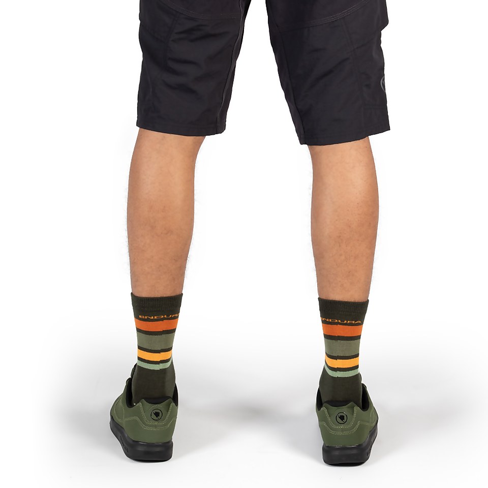 Men's BaaBaa Merino Stripe Sock - Olive Green