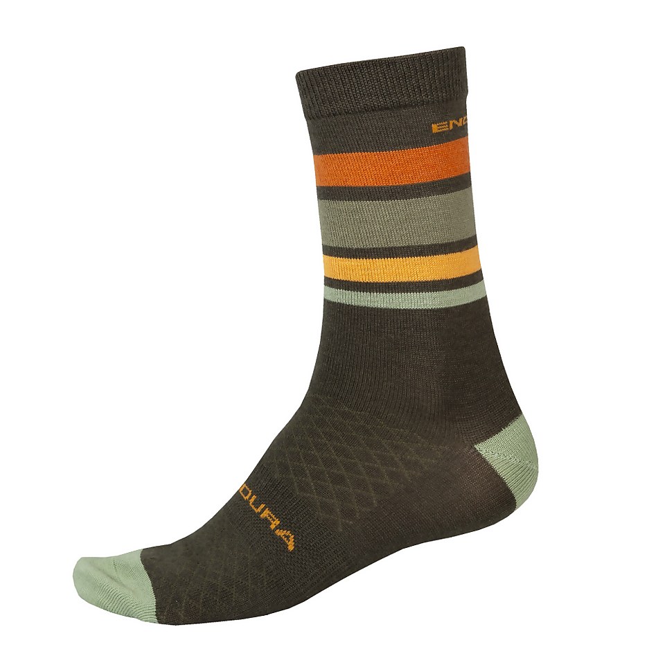 BaaBaa Merino Stripe Sock - Olive Green