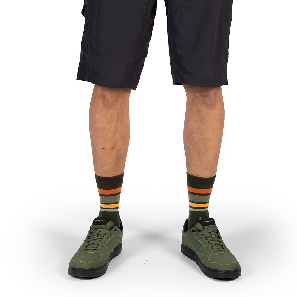 BaaBaa Merino Stripe Sock - Olive Green