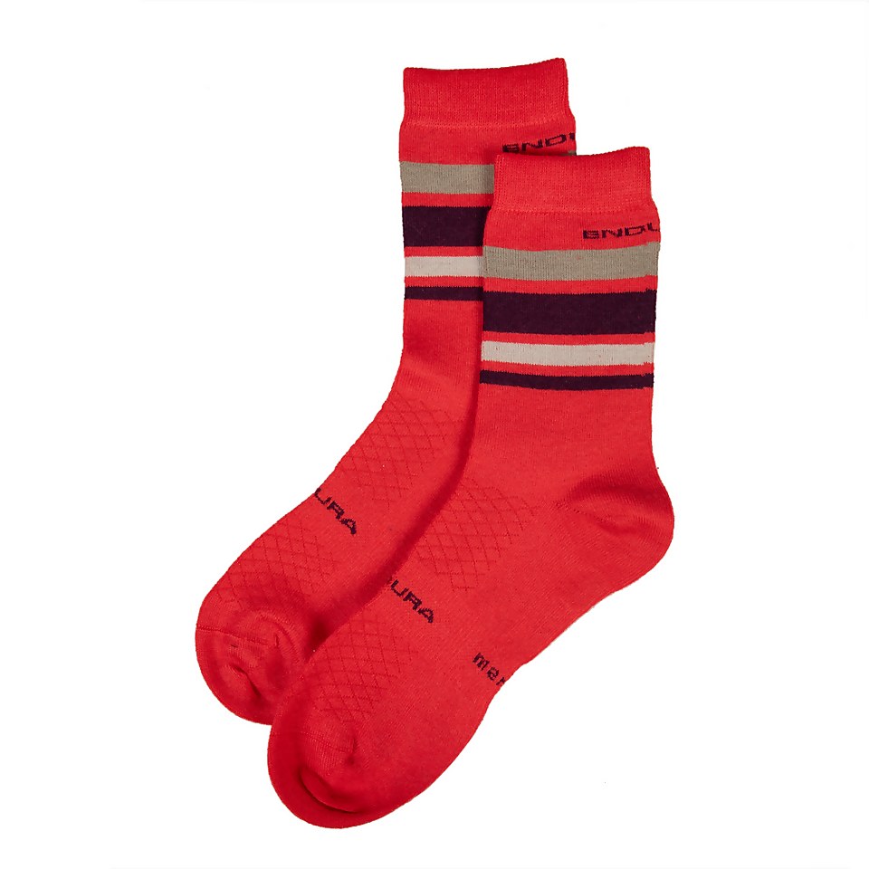Men's BaaBaa Merino Stripe Sock - Pomegranate