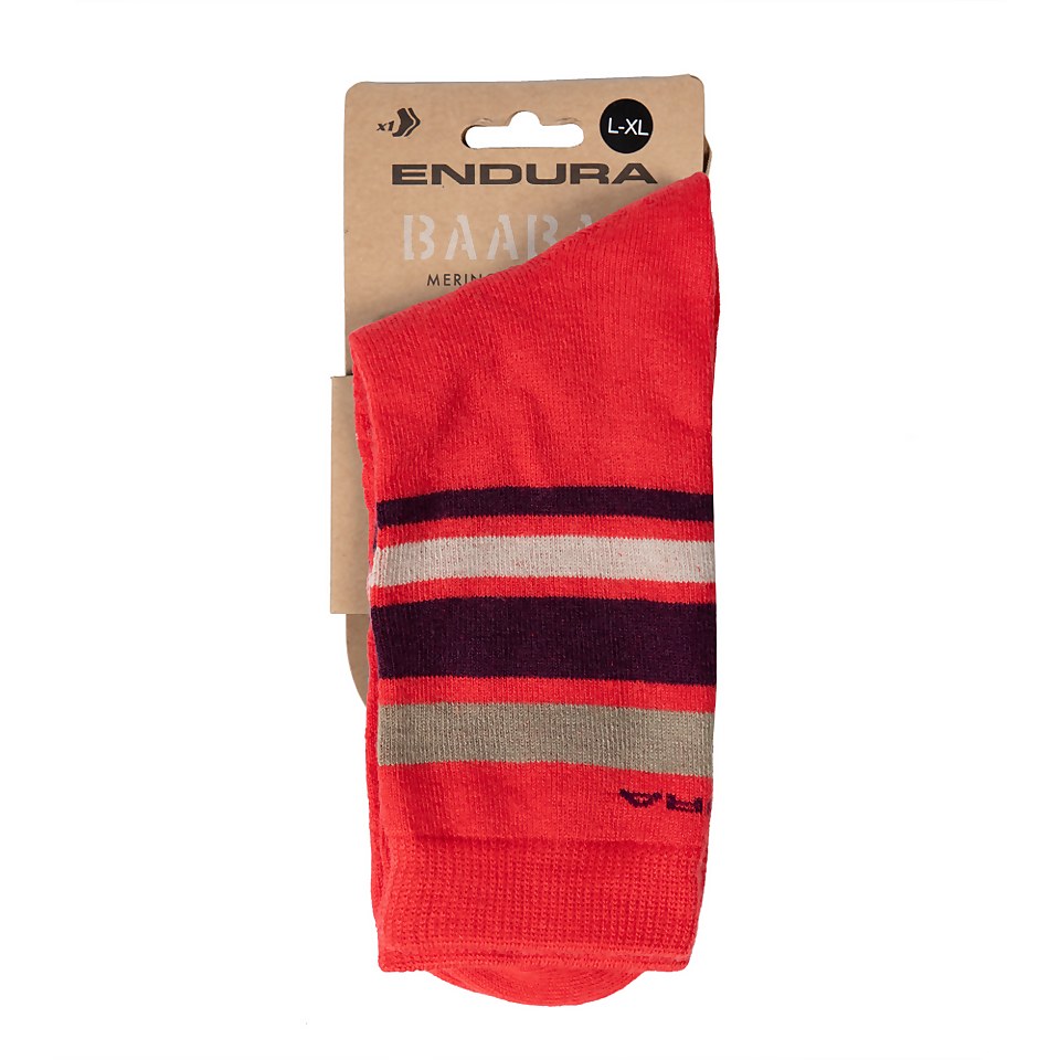 Men's BaaBaa Merino Stripe Sock - Pomegranate