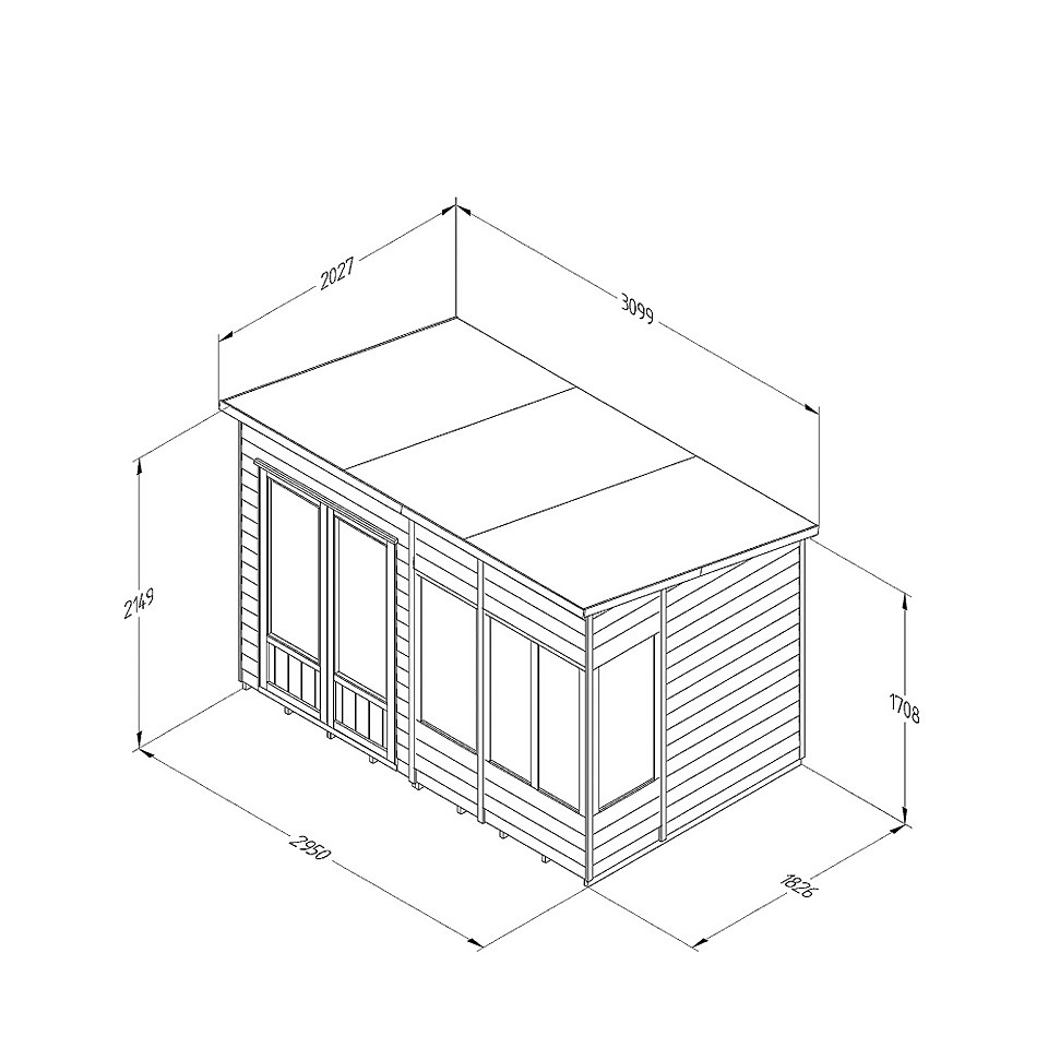 Oakley Overlap  Pent Summerhouse 10x6 (Home Delivery)