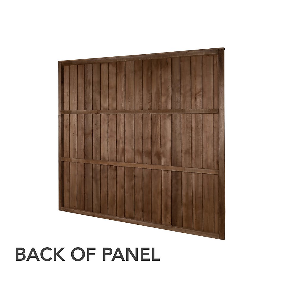 6ft x 6ft (1.828m x 1.826m) Pressure Treated Brown Pressure Treated Closeboard Fence Panel - Pack of 4 (Home Delivery)