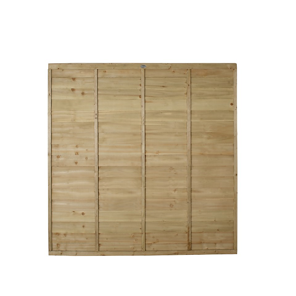 6ft x 6ft (1.83m x 1.83m) Pressure Treated Superlap Fence Panel - Pack of 5 (Home Delivery)