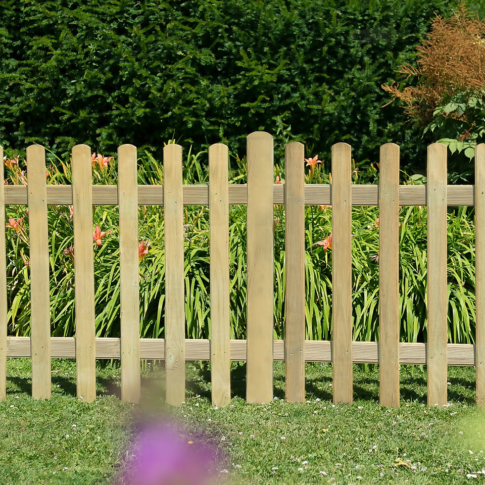 6ft x 3ft (1.83m x 0.9m) Pressure Treated Ultima Pale Picket Fence Panel - Pack of 3 (Home Delivery)