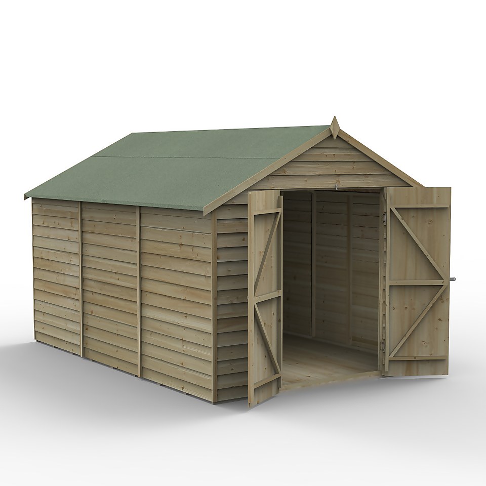 Forest 12x8 4Life Overlap Apex Shed - No Window, Double Door (Home Delivery)