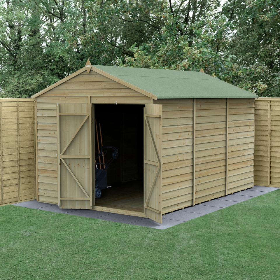 Forest Garden 4LIFE Apex Shed 8 x 12ft - Double Door No Window (Home Delivery)