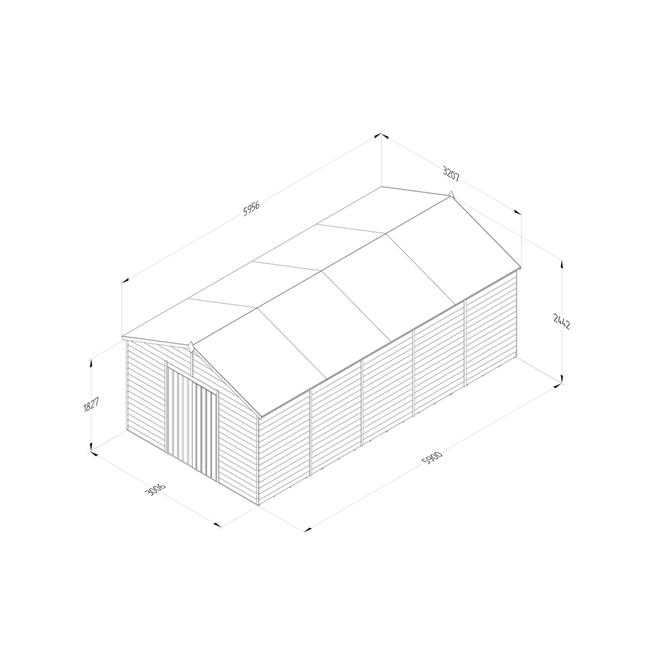 Forest Garden 4LIFE Apex Shed 10 x 20ft - Double Door No Windows (Home Delivery)
