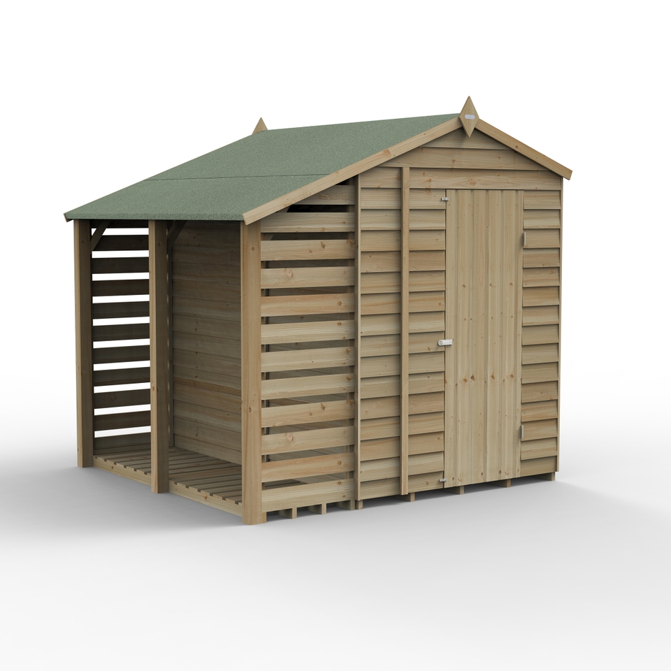 Forest Garden 4LIFE Apex Shed 5 x 7ft - Single Door 2 Windows -  With Lean-To (Home Delivery)