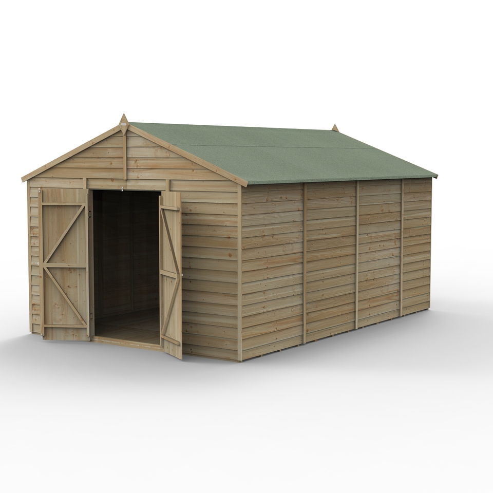 Forest Garden 4LIFE Apex Shed 10 x 15ft - Double Door No Windows (Home Delivery)
