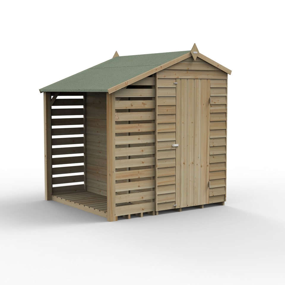 Forest Garden 4LIFE Apex Shed 4 x 6ft - Single Door 1 Window With Lean-To (Home Delivery)