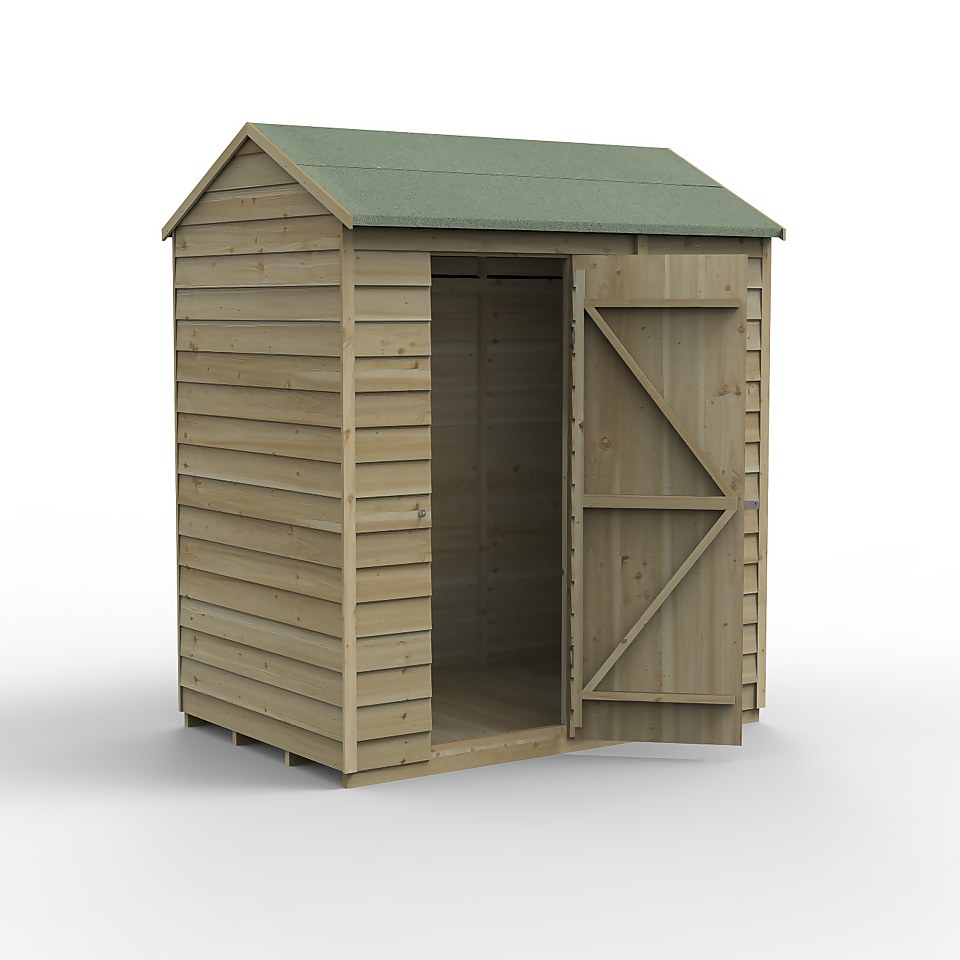 Forest 6x4 4Life Overlap Reverse Apex Shed - No Window (Home Delivery)