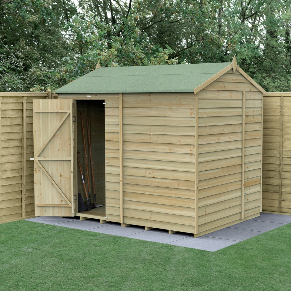 Forest Garden 4LIFE Reverse Apex Shed 8 x 6ft - Single Door No Window (Home Delivery)