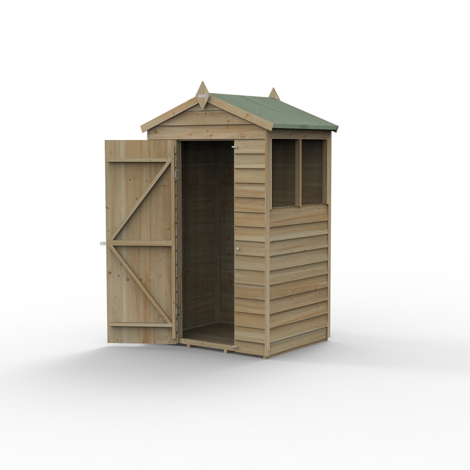 Forest Garden 4LIFE Apex Shed 4 x 3ft - Single Door 2 Windows (Home Delivery)
