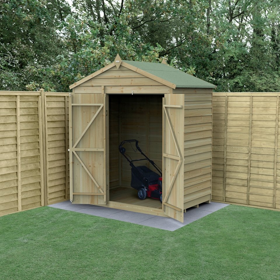 Forest Garden 4LIFE Apex Shed 6 x 4ft - Double Door No Window (Home Delivery)