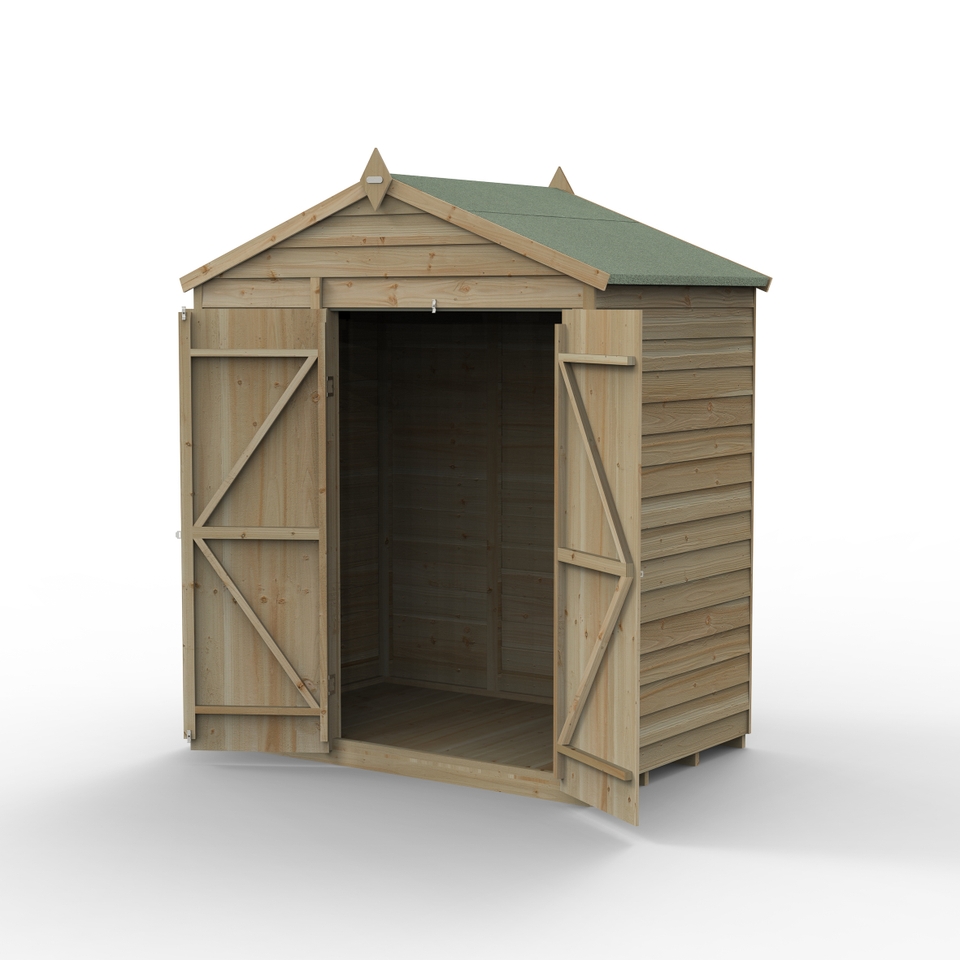 Forest Garden 4LIFE Apex Shed 6 x 4ft - Double Door No Window (Home Delivery)