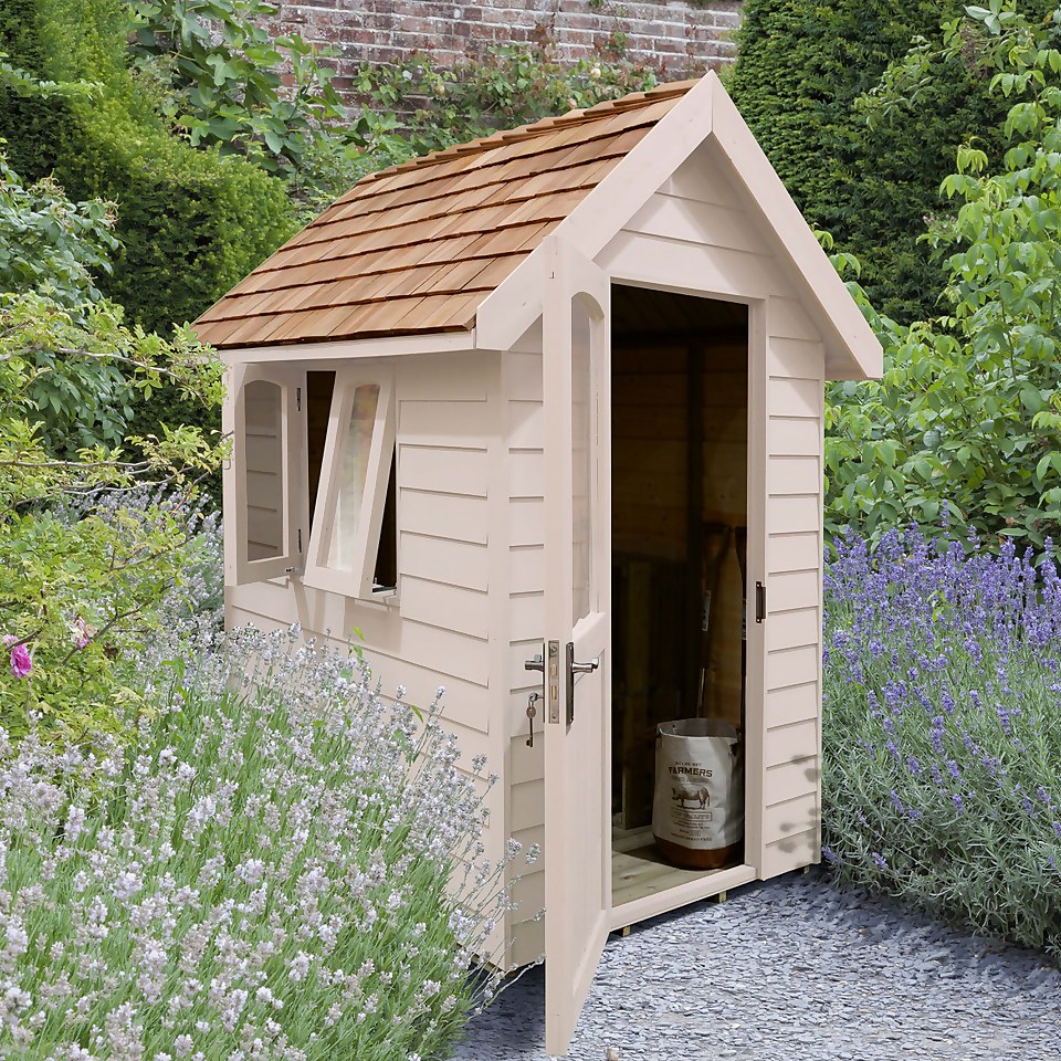 Redwood Lap Forest Retreat 6x4 Apex Shed - Cream - (Installed)