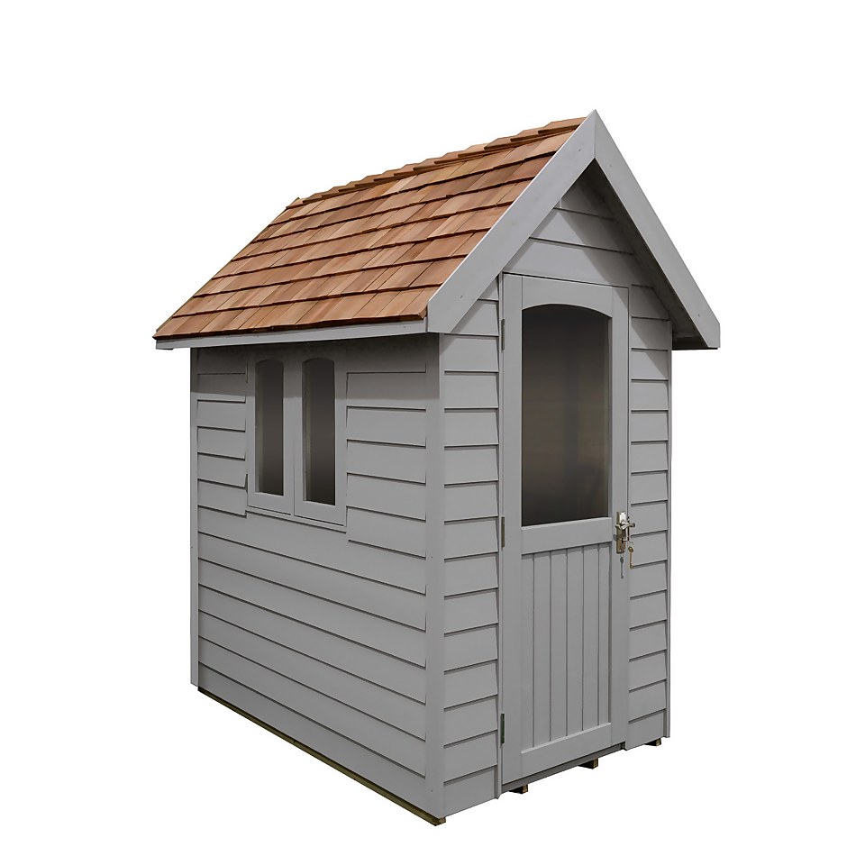 Redwood Lap Forest Retreat 6x4 Apex Shed - Grey - (Installed)
