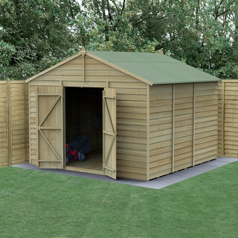 Forest Garden 4LIFE Apex Shed 10 x 10ft - Double Door No Windows (Home Delivery)