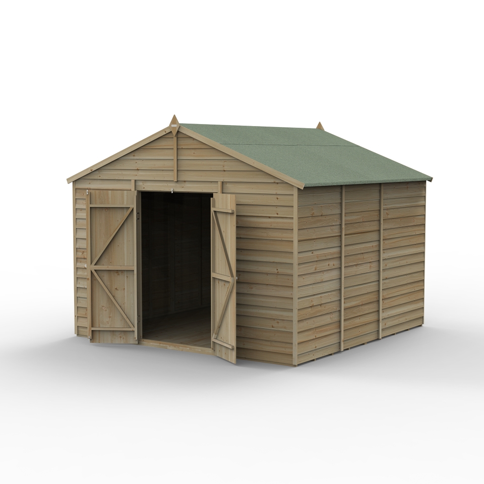 Forest Garden 4LIFE Apex Shed 10 x 10ft - Double Door No Windows (Home Delivery)