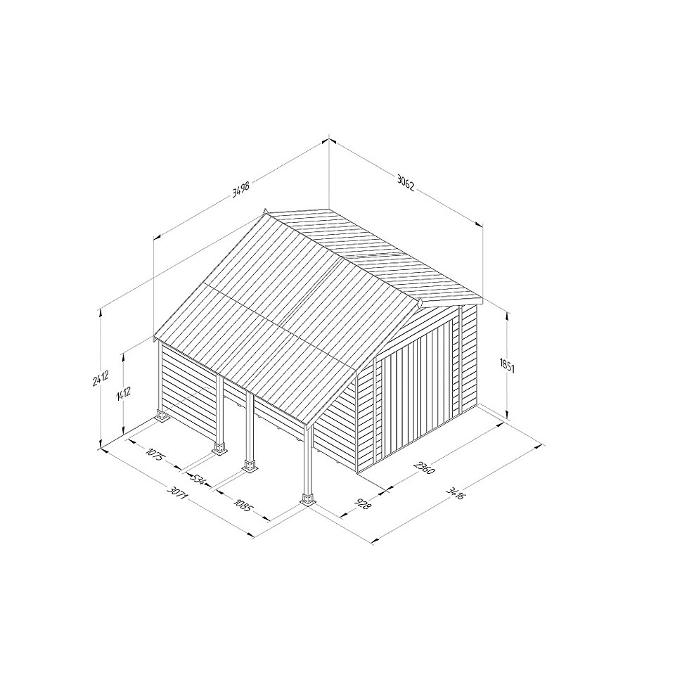Timberdale 10x8 Apex Shed - Double Door With Log Store (Home Delivery)
