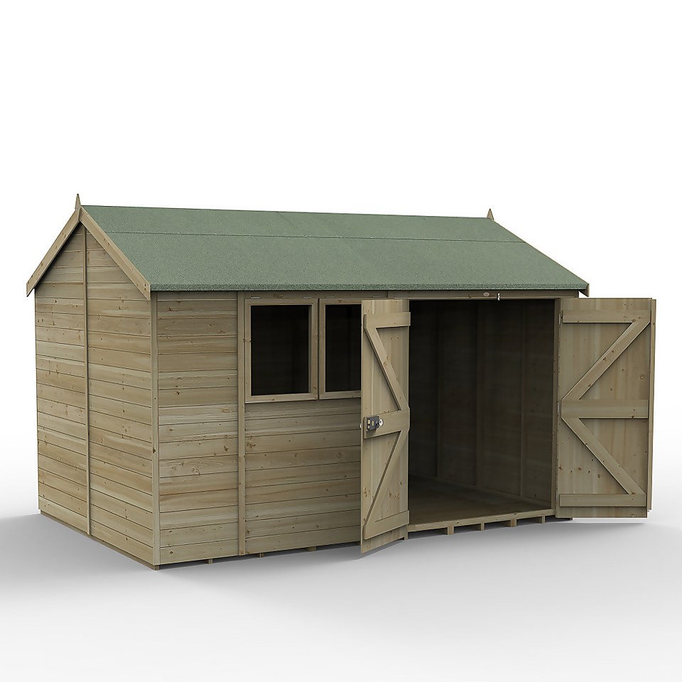 Timberdale 12x8 Reverse Apex Shed - Double Door (Home Delivery)