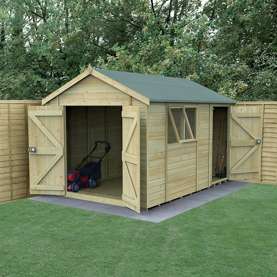 Timberdale 12x8 Apex Shed - Double Door, Combo (Home Delivery)