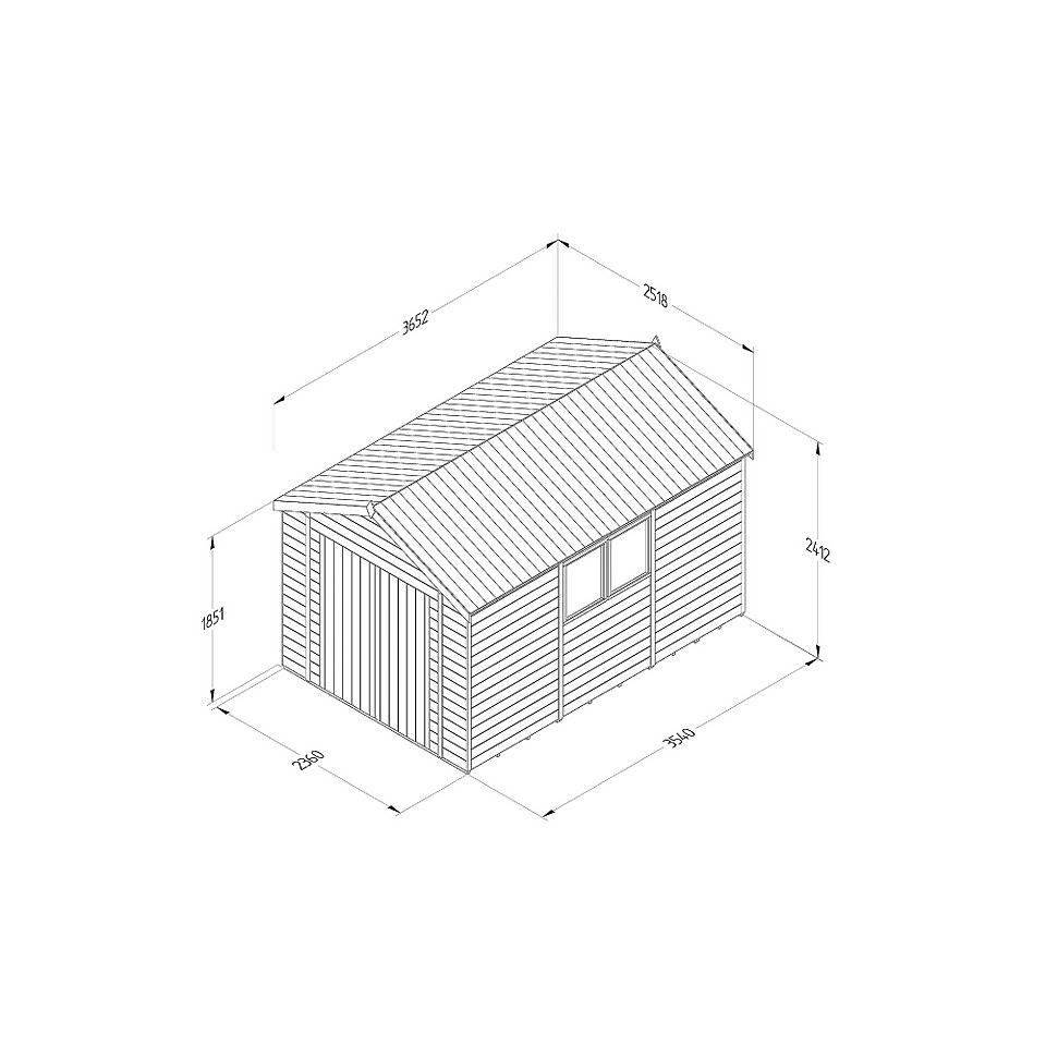 Timberdale 12x8  Apex Shed - Double Door (Home Delivery)