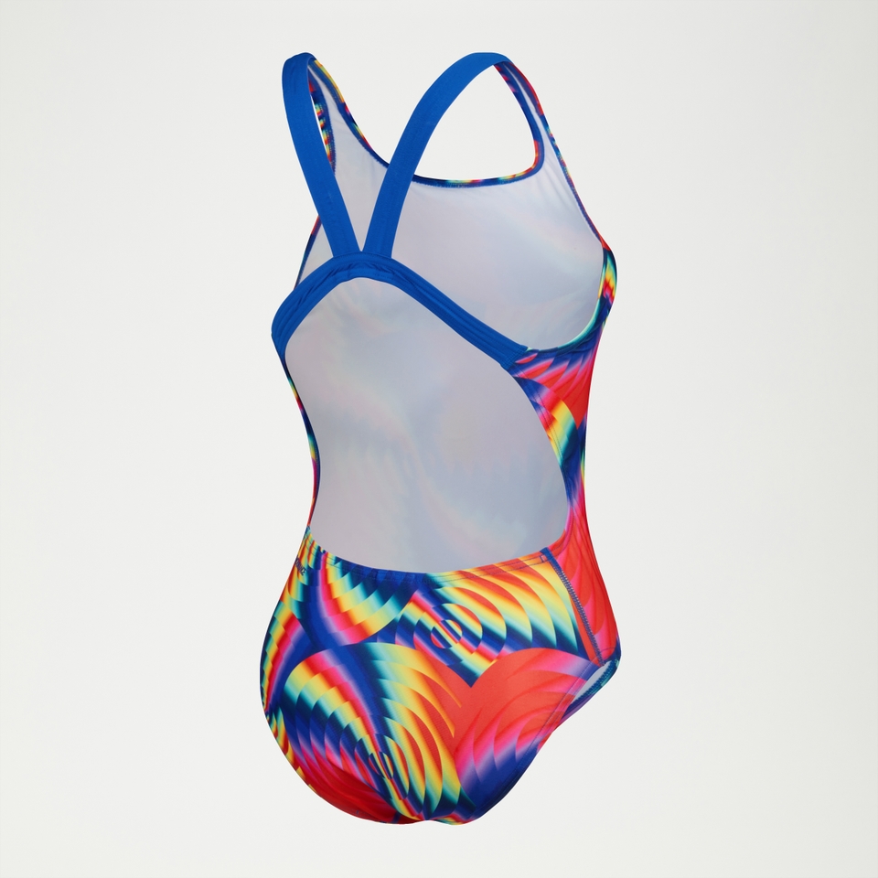 Women's Allover Digital Leaderback Swimsuit Red/Pink/Orange