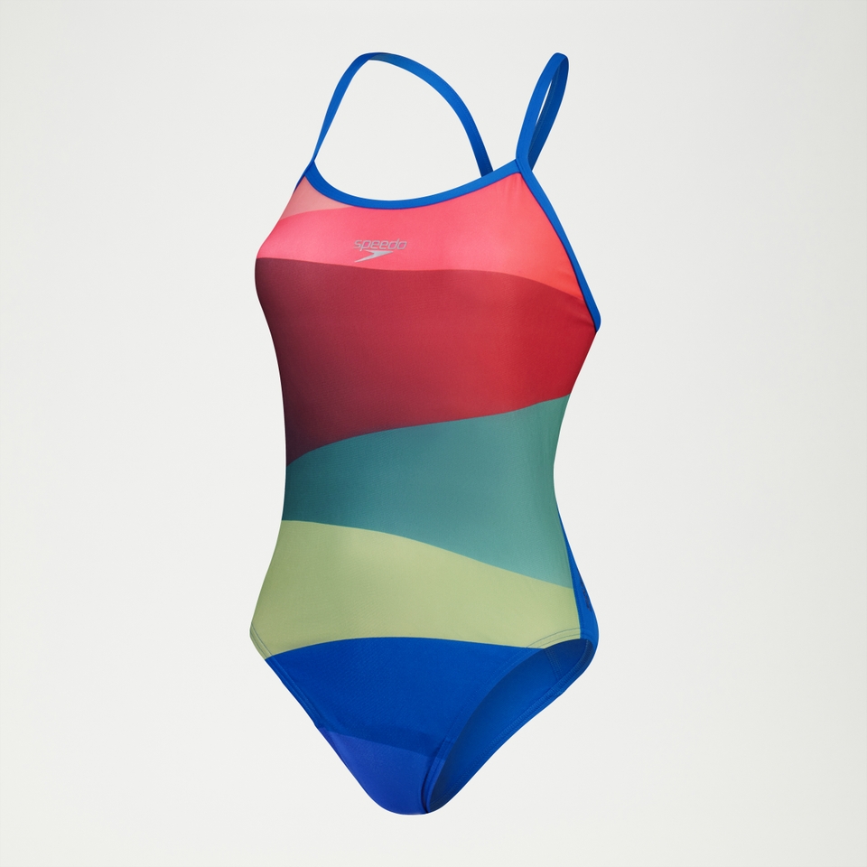 Maillot de bain Femme Placement Digital Turnback Rouge/vert/bleu