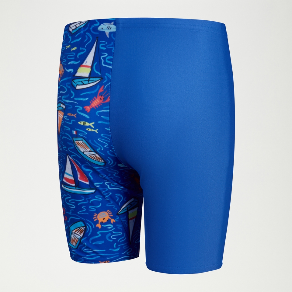 Digital All-Over-Schwimmhose für Jungen Blau/Weiß