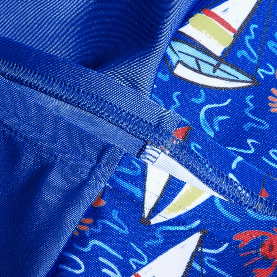 Digital All-Over-Schwimmhose für Jungen Blau/Weiß