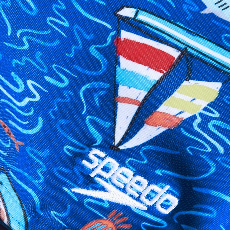 Digital All-Over-Schwimmhose für Jungen Blau/Weiß