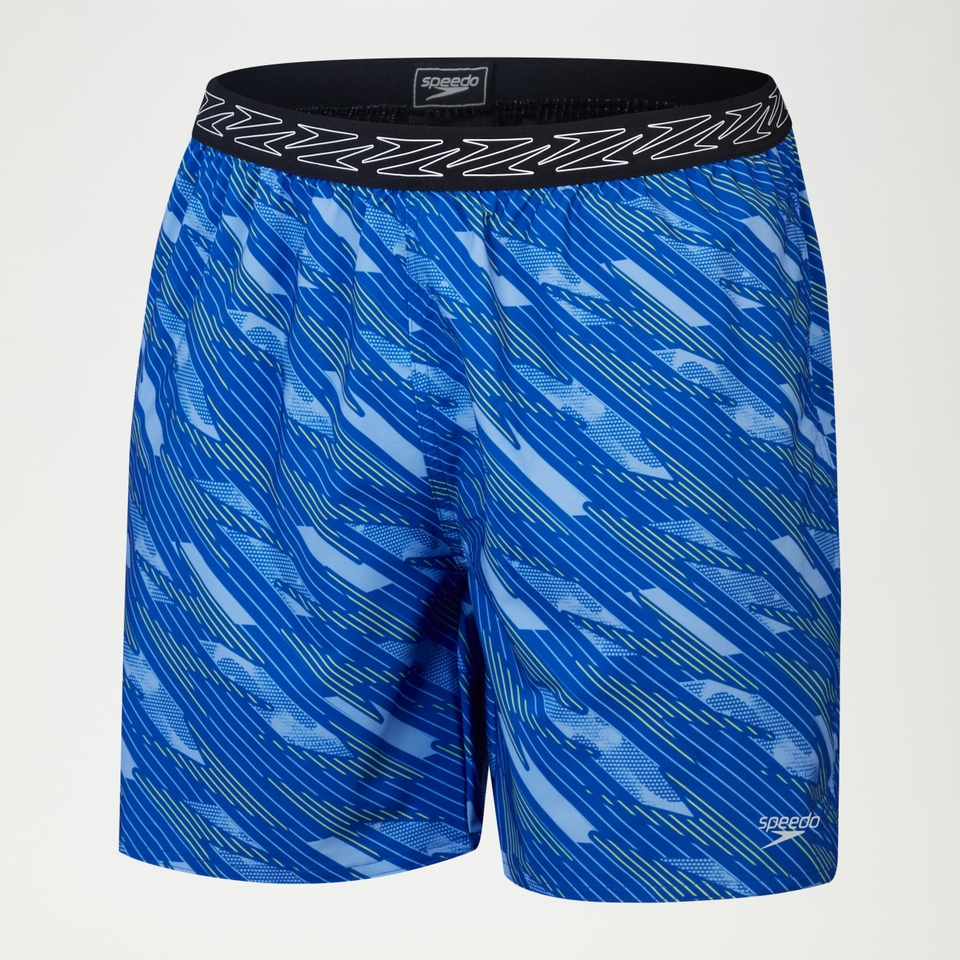 Bedruckte HyperBoom Band-Schwimmshorts 40 cm für Herren Blau/Gelb