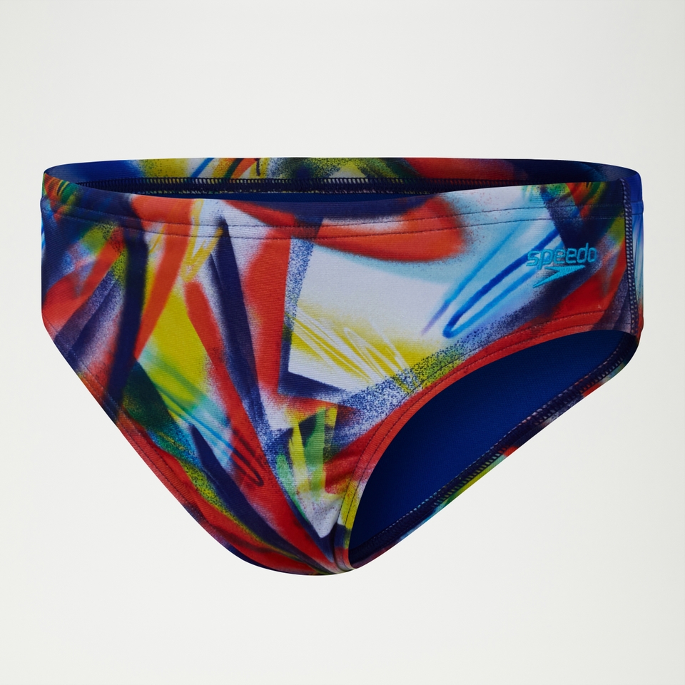 Digital All-Over-Badehose 6,5 cm für Jungen Marineblau/Rot/Grün