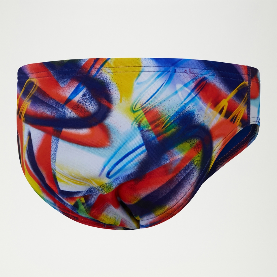Digital All-Over-Badehose 6,5 cm für Jungen Marineblau/Rot/Grün