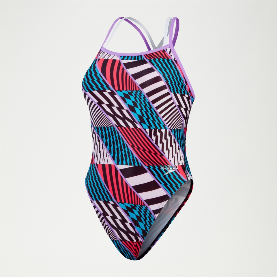 Women's Allover Digital Starback Swimsuit Black/White/Red