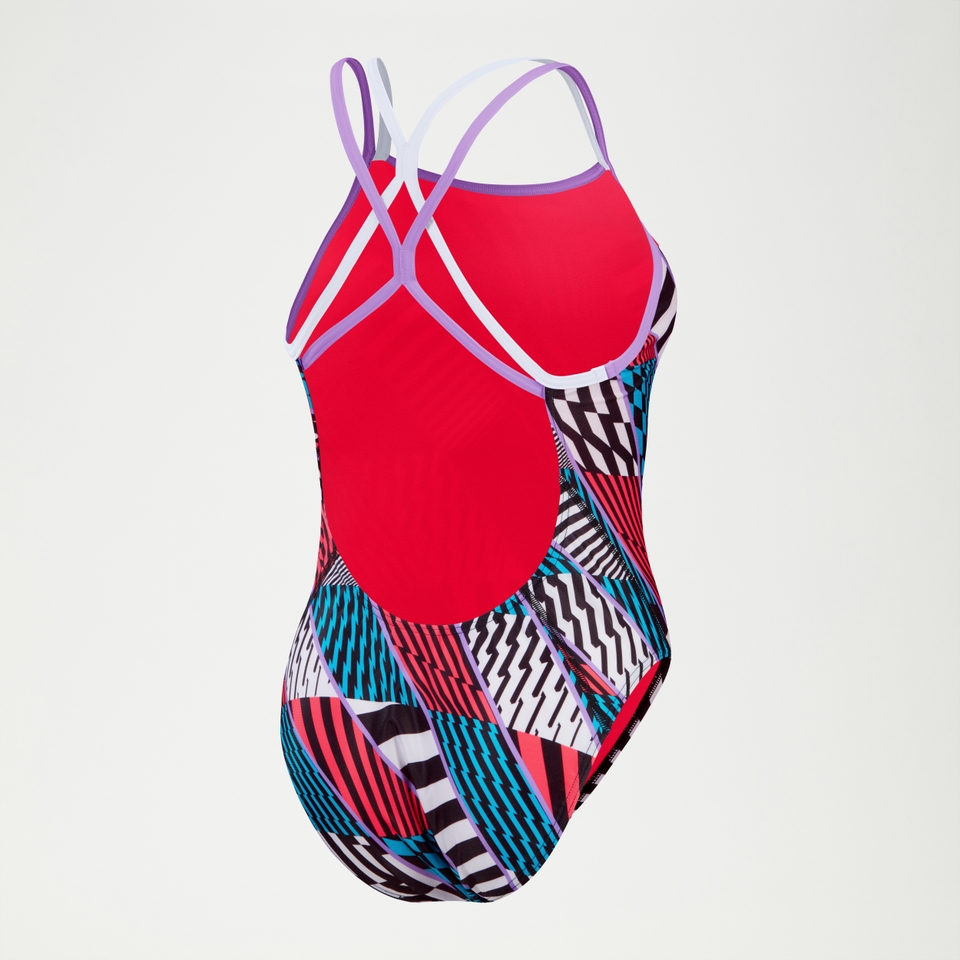 Women's Allover Digital Starback Swimsuit Black/White/Red