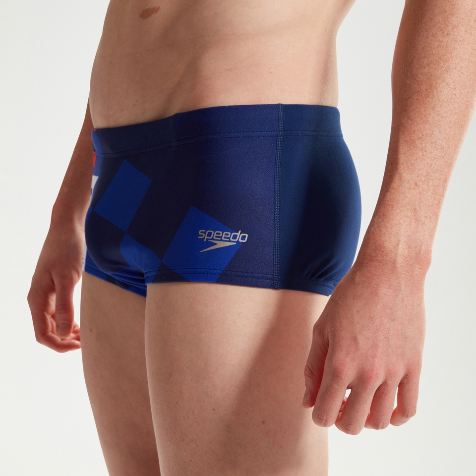 Herren Club Training Badehose mit digitalem Print, 17 cm Blau