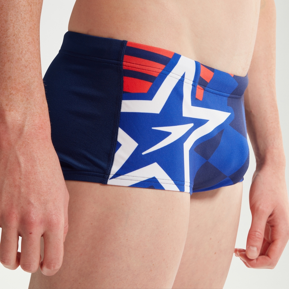 Herren Club Training Badehose mit digitalem Print, 17 cm Blau