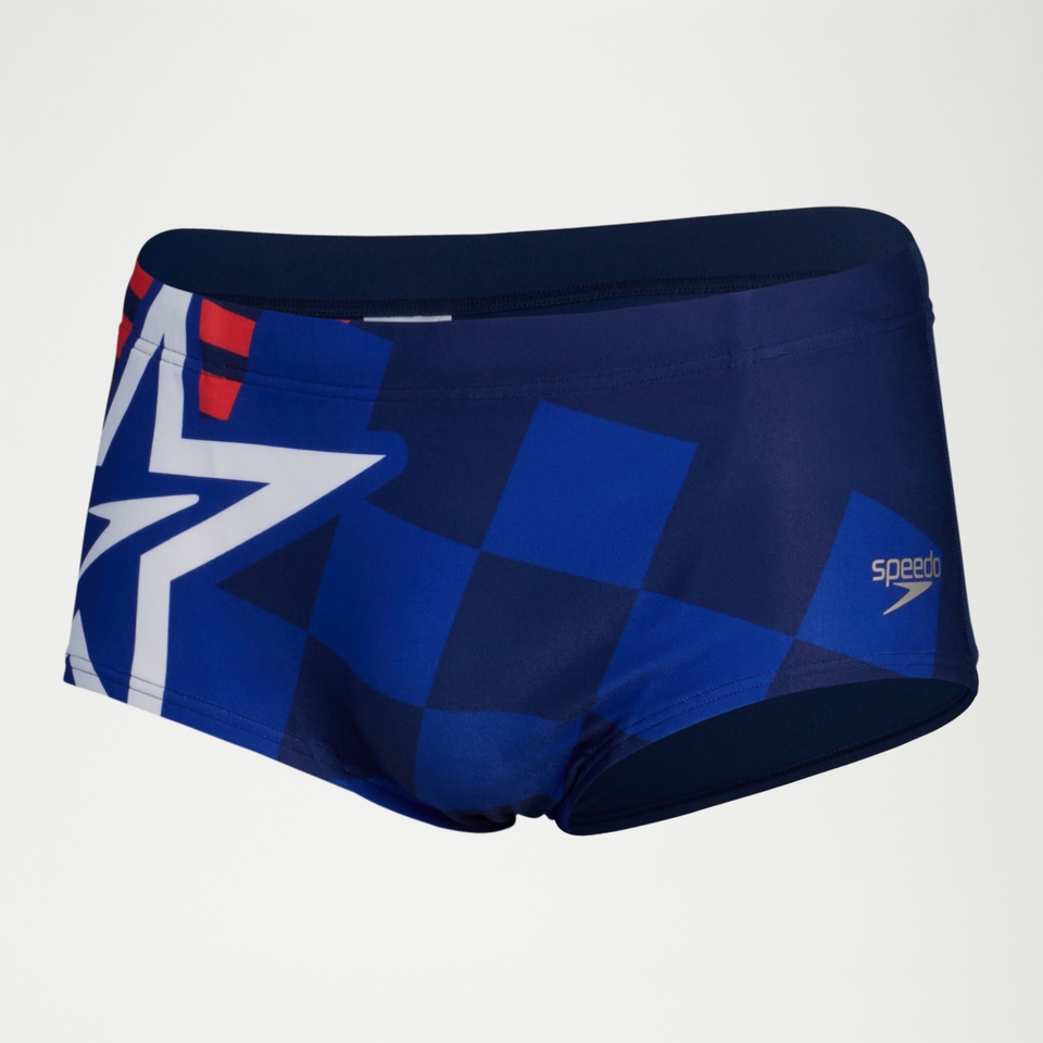 Herren Club Training Badehose mit digitalem Print, 17 cm Blau